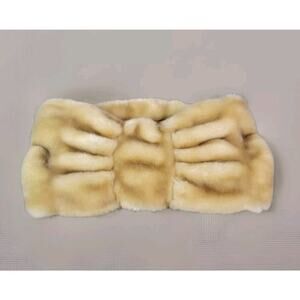 Brooks Brothers Faux Fur Mink Neck Cover Warmer Cowl Infinity Scarf Shawl